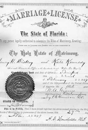 Picture of 19th century marriage license