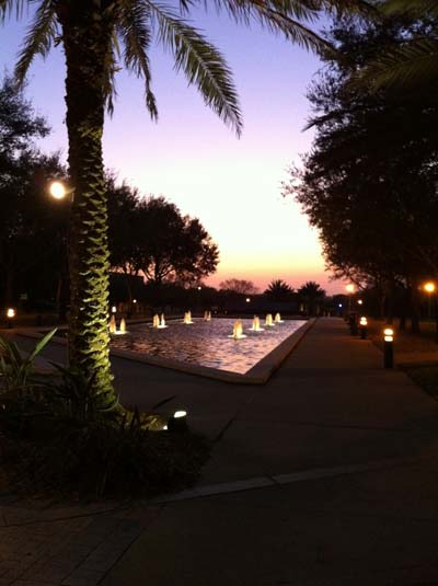 Sunset view of fountain