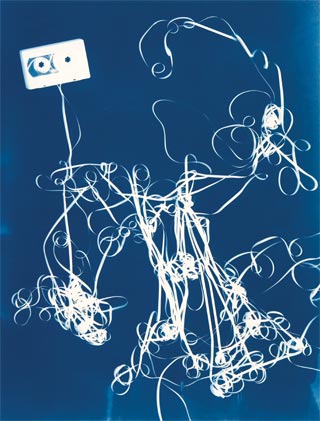 One of Christian Marclay's cyanotype pieces