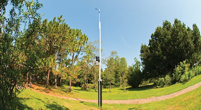 View of the weather station surrounded by nature.