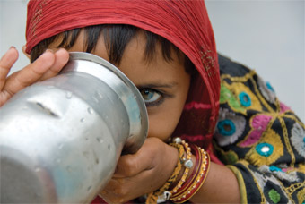 Portrait of a village girl from Rajasthan, India.