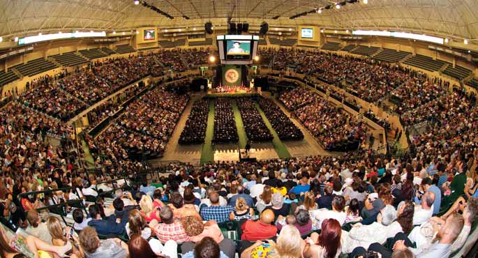 Sun Dome filled with people for commencement