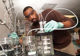 Cedric Symonette in a lab