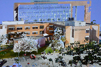 A 3D illustration of part of the USF Tampa campus.
