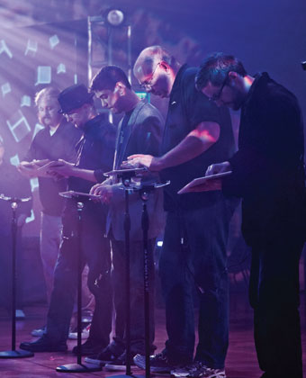 Performers play live music on iPads.